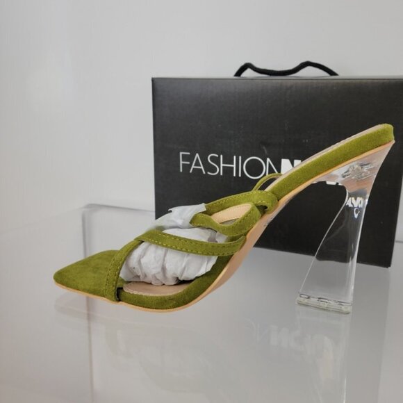 Fashion  Nova Clear Heel Diamante Mules - Picture 4 of 10
